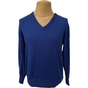 Brooks Brothers Men's V-Neck Sweater Royal Blue 100%‎ Seaisland Cotton Size 40